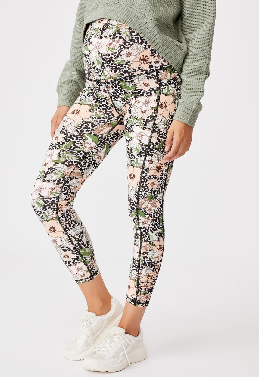 Cotton On - Maternity love you a latte 7/8 tight - tropical leopard