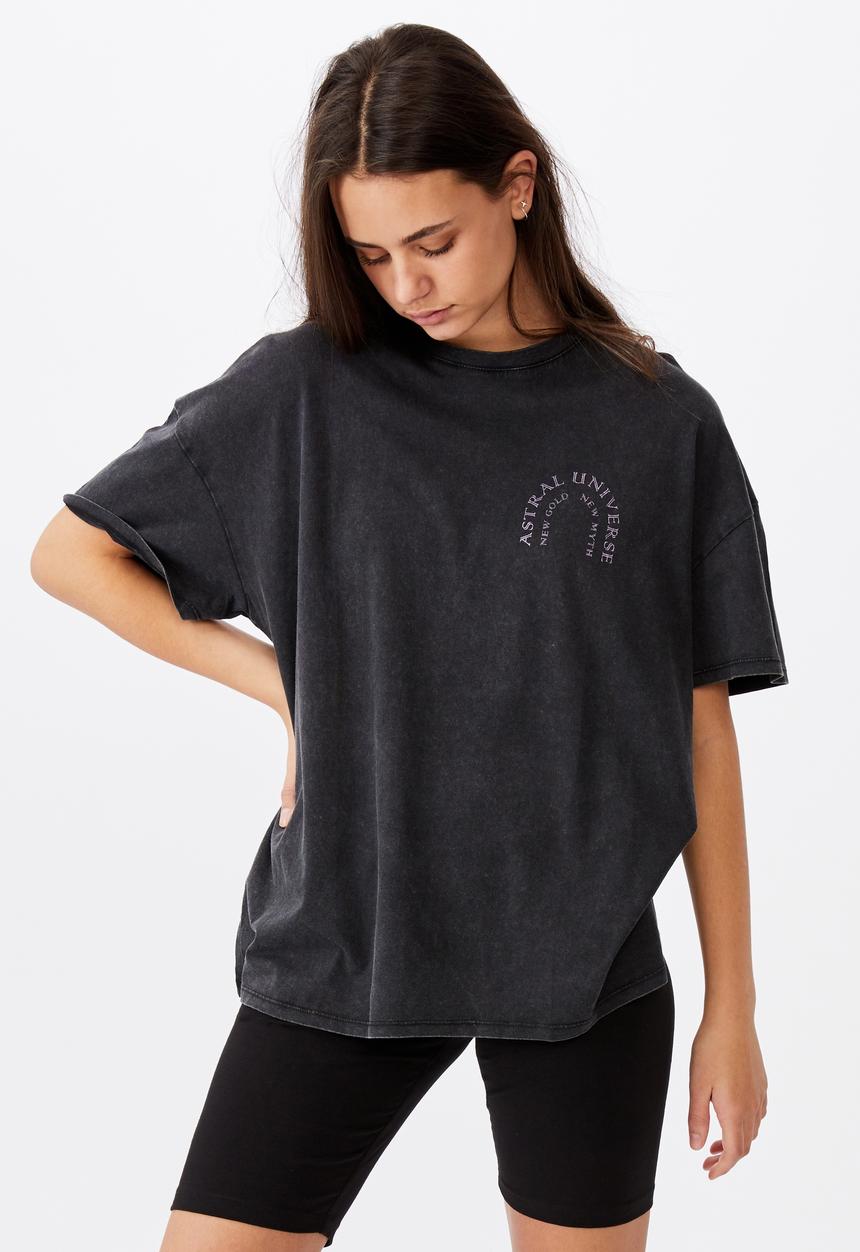 Factorie - Super relaxed graphic tee - washed black