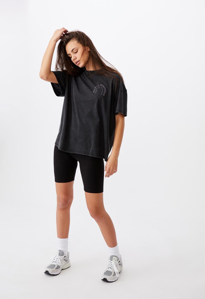 Factorie - Super relaxed graphic tee - washed black