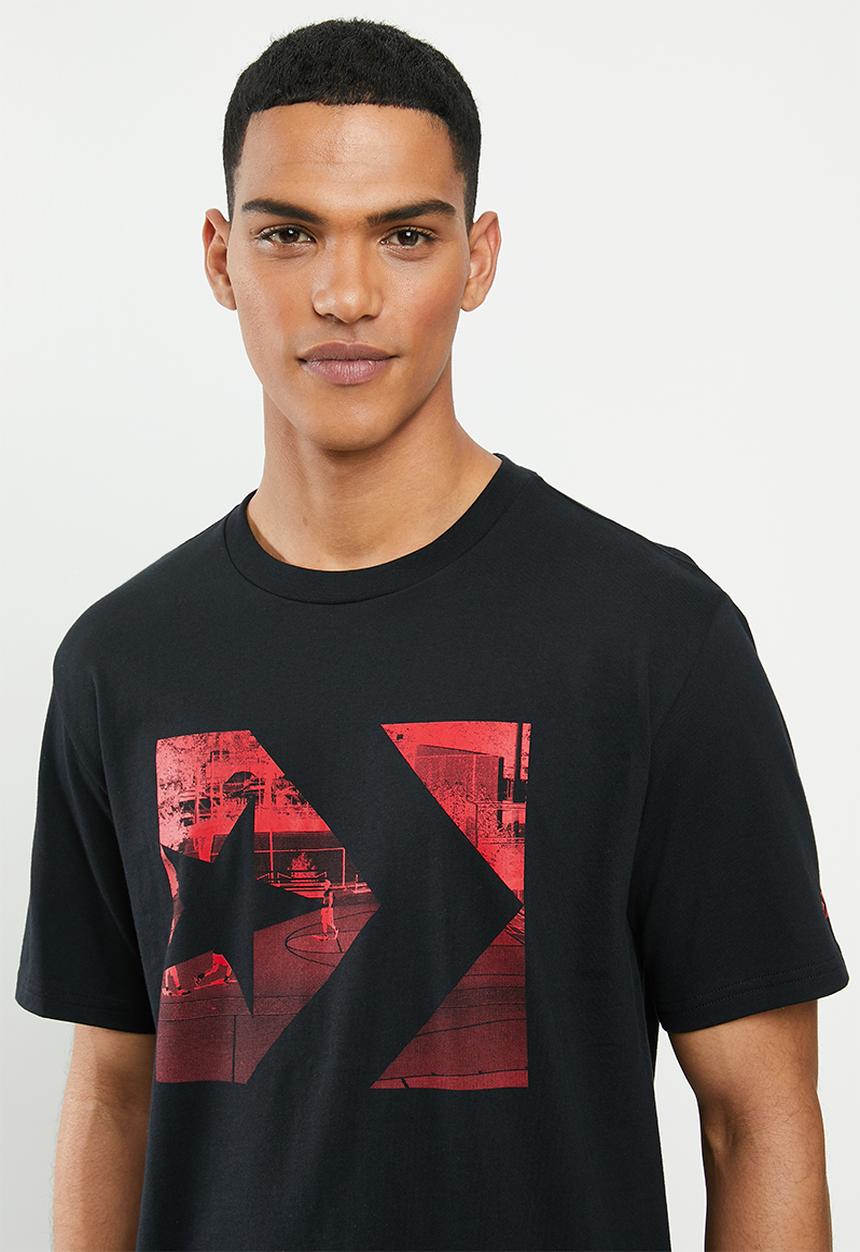 Converse - Converse photo fill star chevron tee - black