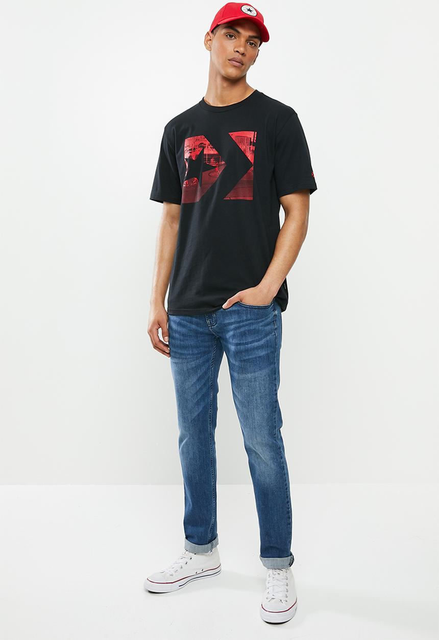 Converse - Converse photo fill star chevron tee - black