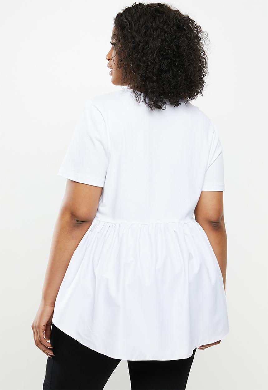 Blake - Cotton blend combo tiered top - white