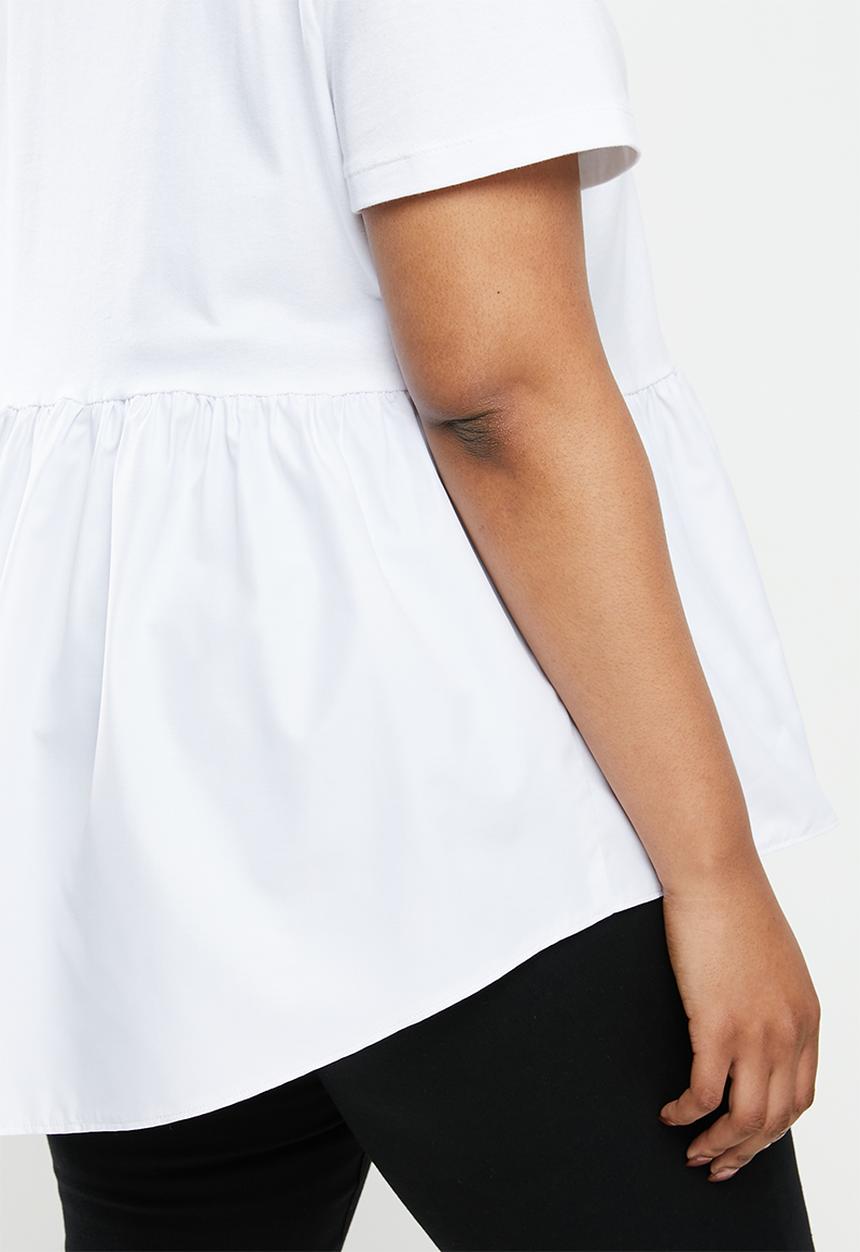 Blake - Cotton blend combo tiered top - white