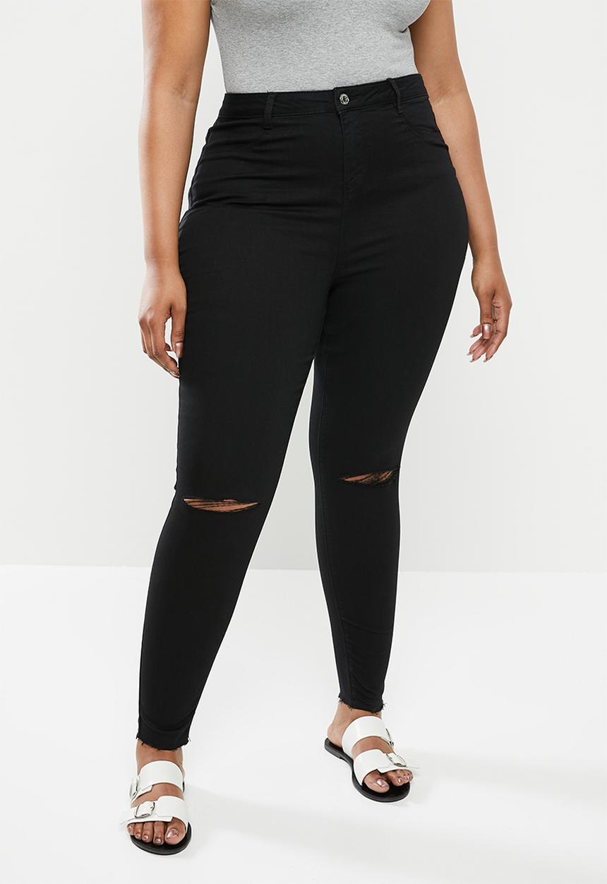 Missguided - Plus lawless slash knee highwaisted supersoft - black