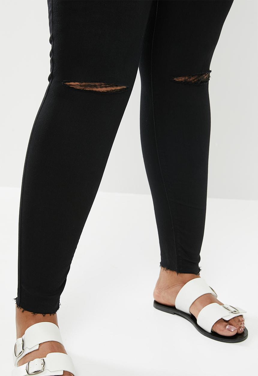 Missguided - Plus lawless slash knee highwaisted supersoft - black