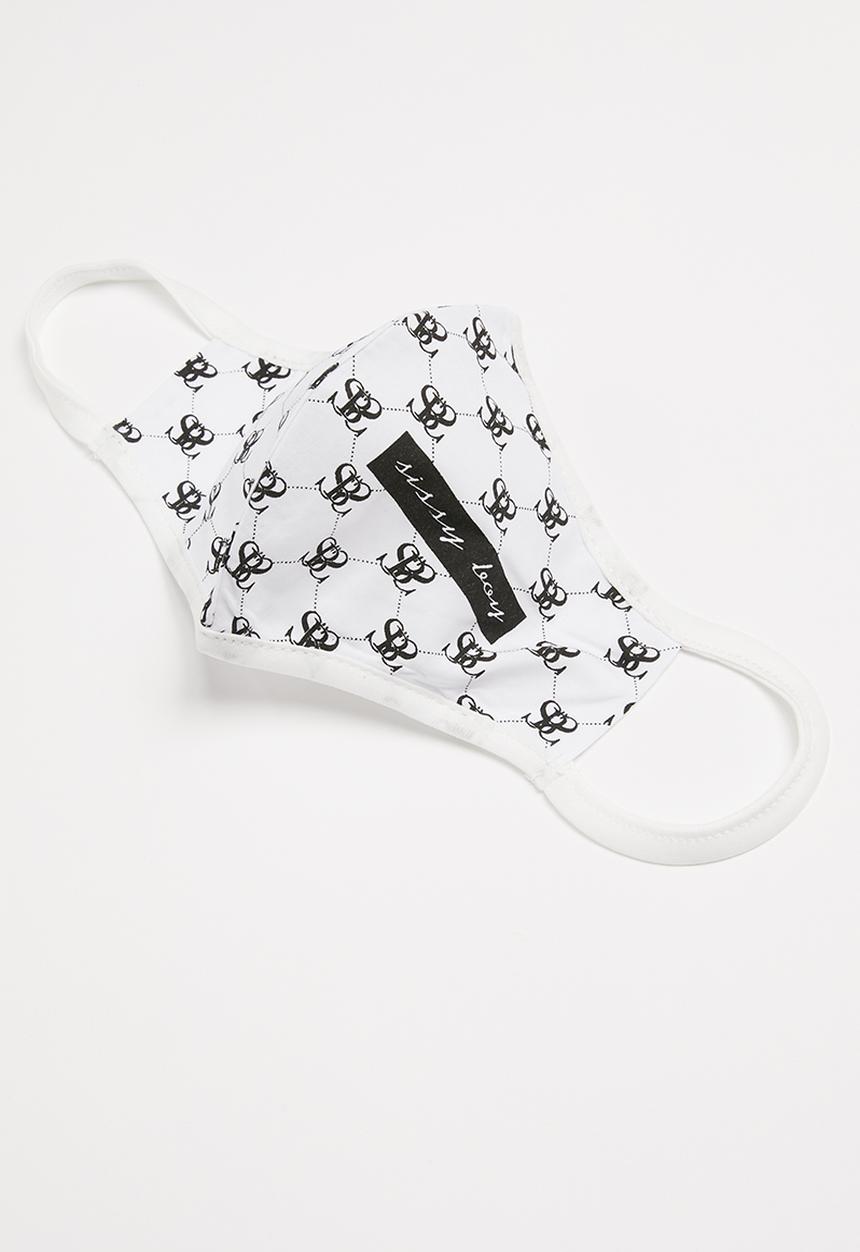 SISSY BOY - Coco grind print face mask - white & black