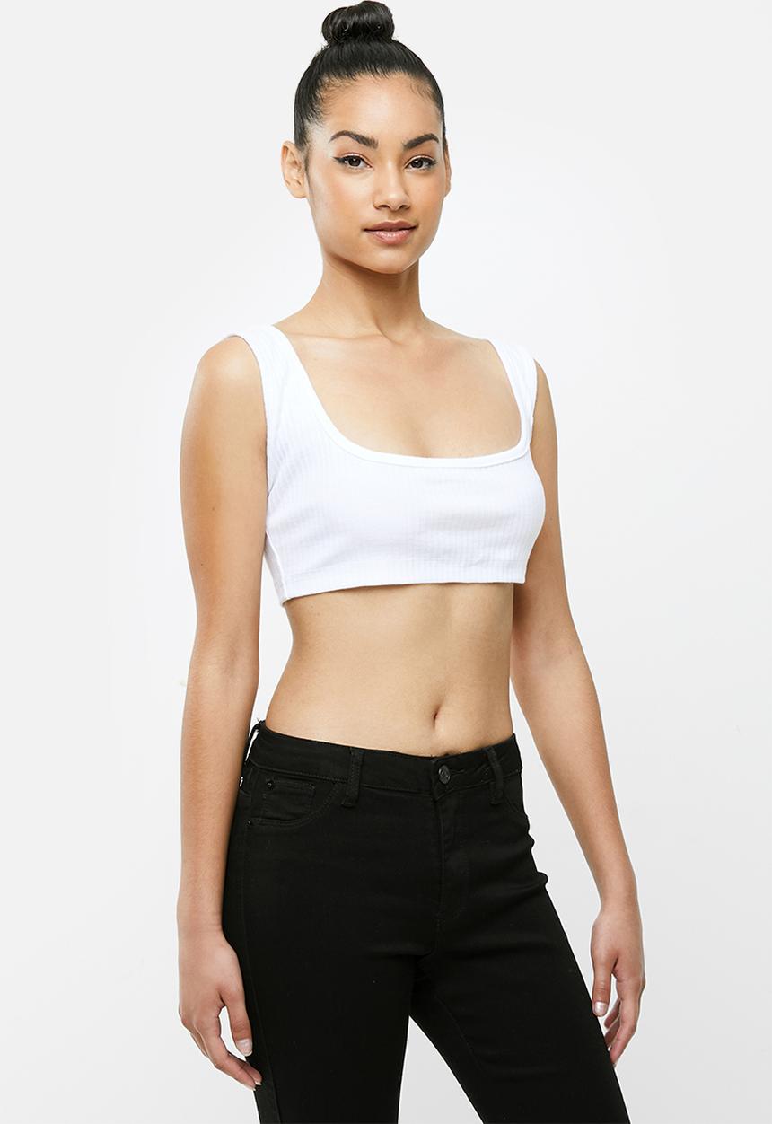 Missguided - Petite scoop neck crop top - white