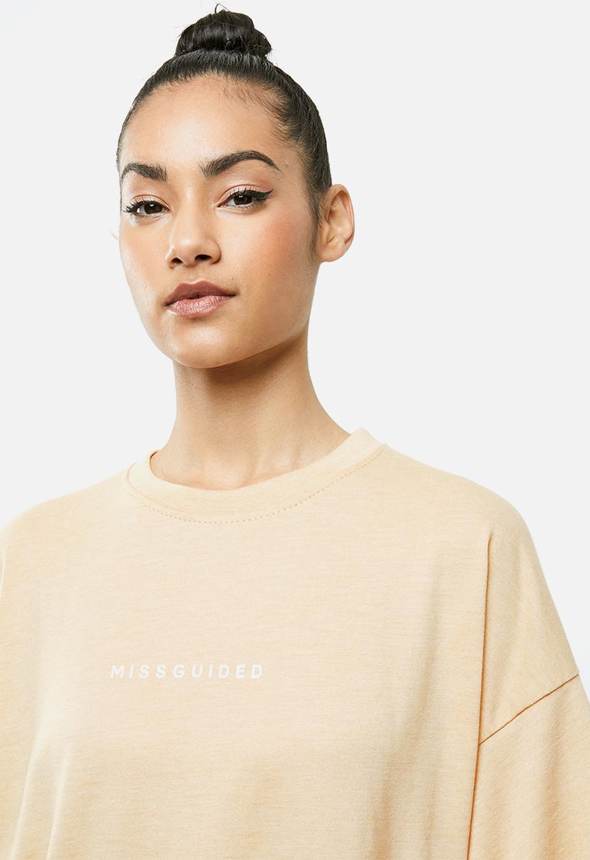 Missguided - Petite over sized T-shirt cycling short set - sand