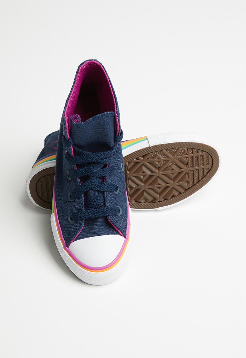 Converse - Chuck Taylor All Star canvas multi-stripe hi b - navy & cactus flower