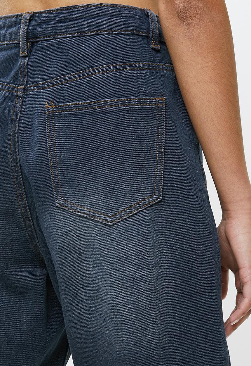 Missguided - Petite riot highrise cut hem mom jean - blue