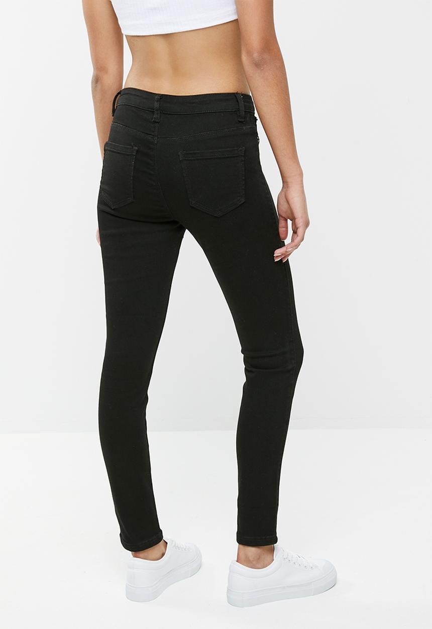 Missguided - Petite anarchy mid rise skinny jeans - black