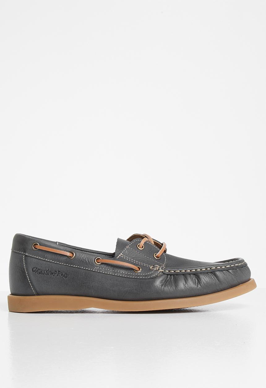 Grasshoppers - Deckskin leather boat shoe - charcoal
