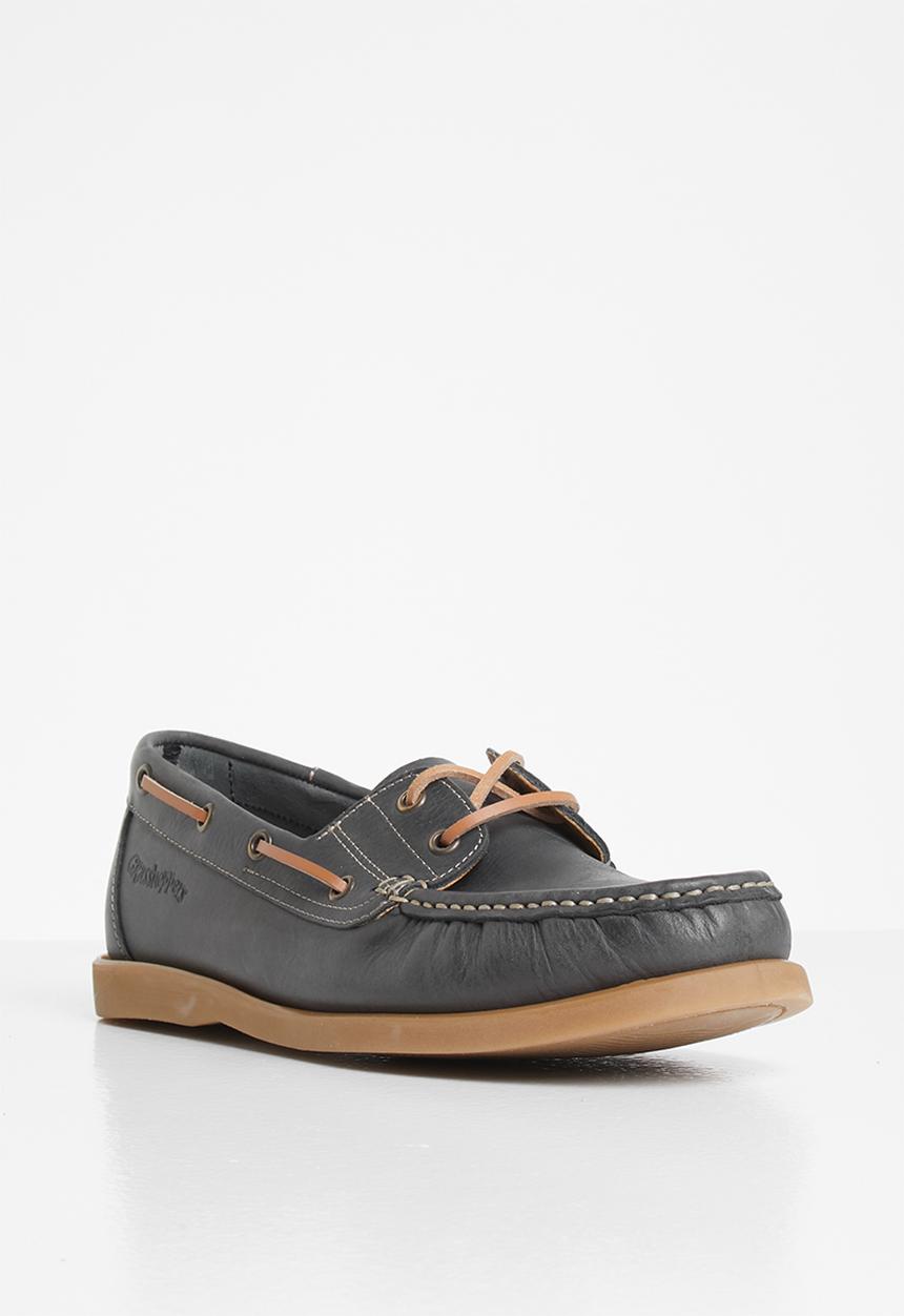 Grasshoppers - Deckskin leather boat shoe - charcoal
