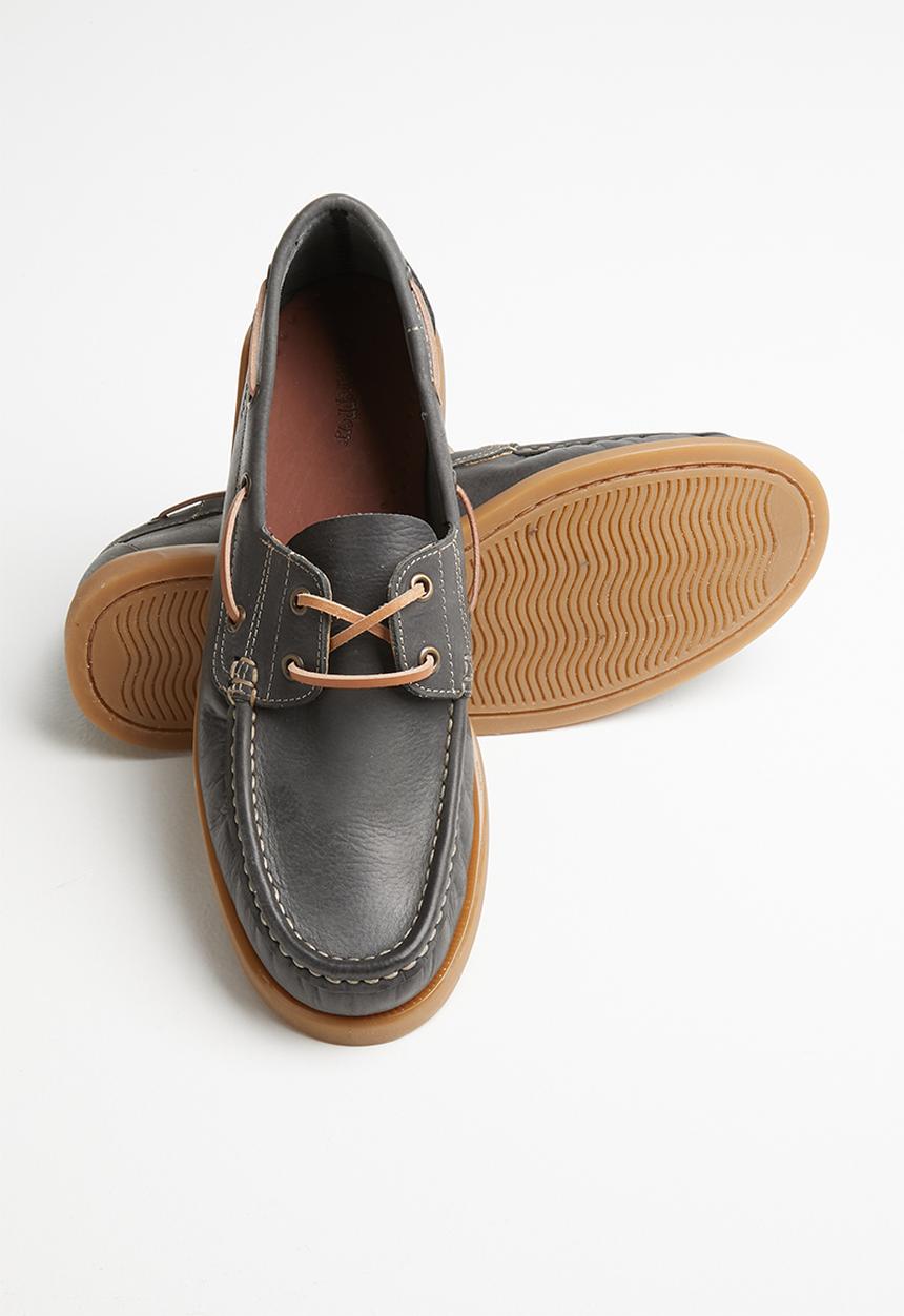 Grasshoppers - Deckskin leather boat shoe - charcoal