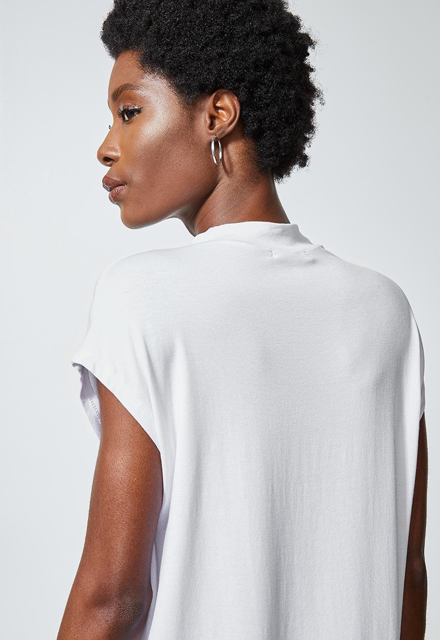 Superbalist - Hi neck tee with grown on sleeve - white
