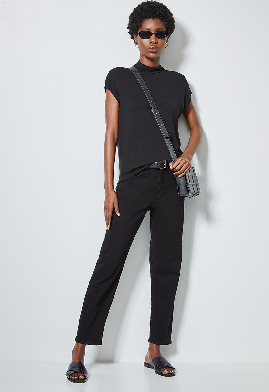Superbalist - Hi neck tee with grown on sleeve - black