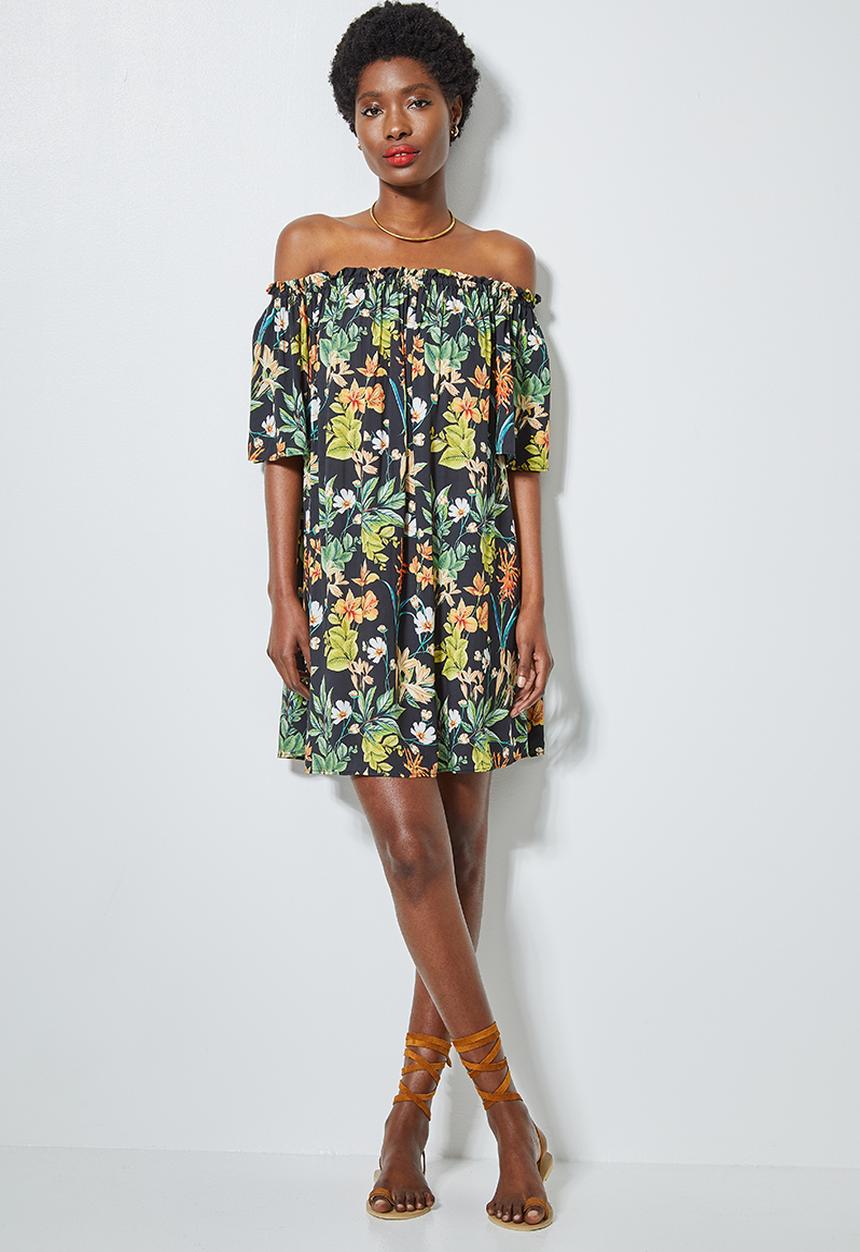 Superbalist - Basic off the shoulder mini dress - tropical floral