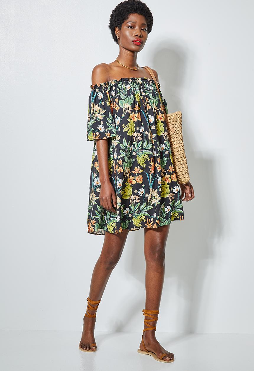Superbalist - Basic off the shoulder mini dress - tropical floral