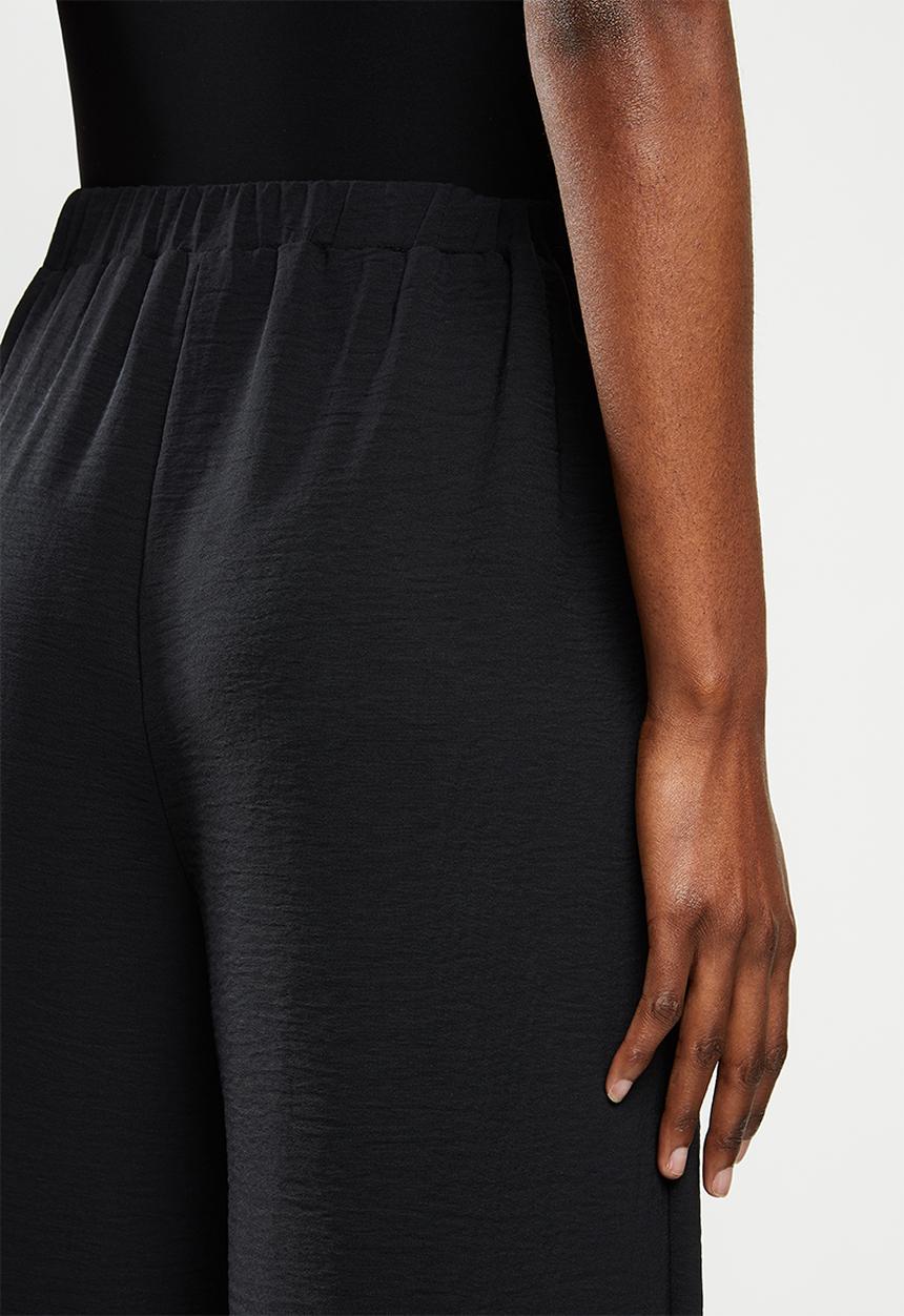VELVET - Pleat front palazzo pant - black