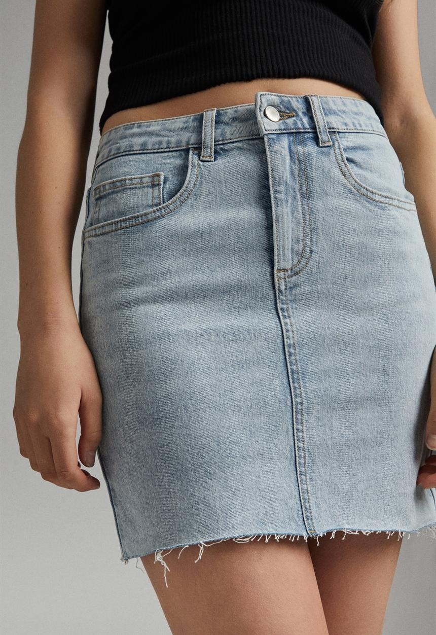 Cotton On - Classic stretch denim mini skirt - blue