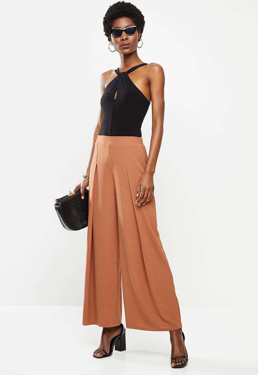 VELVET - Twist front halter bodysuit - black