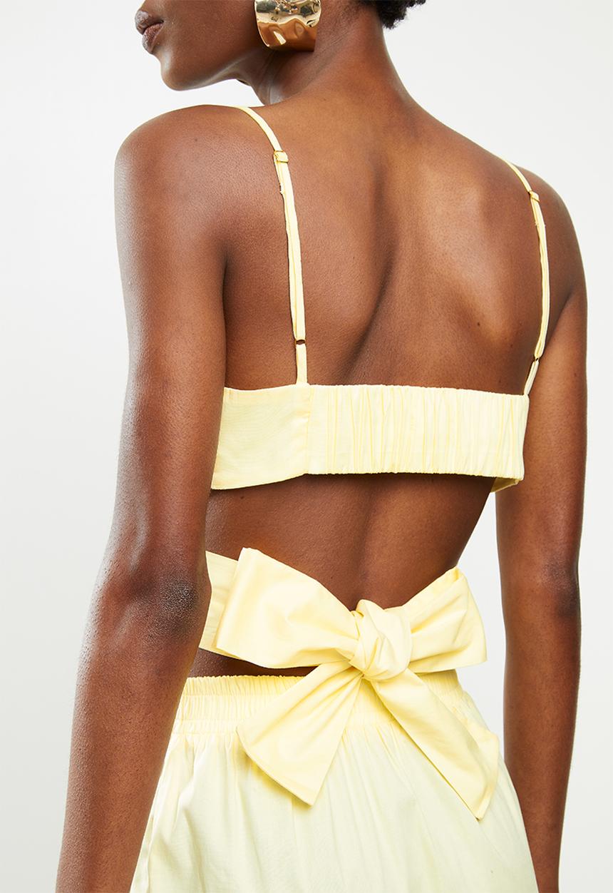VELVET - Wrap tie back crop top bralette - butter yellow
