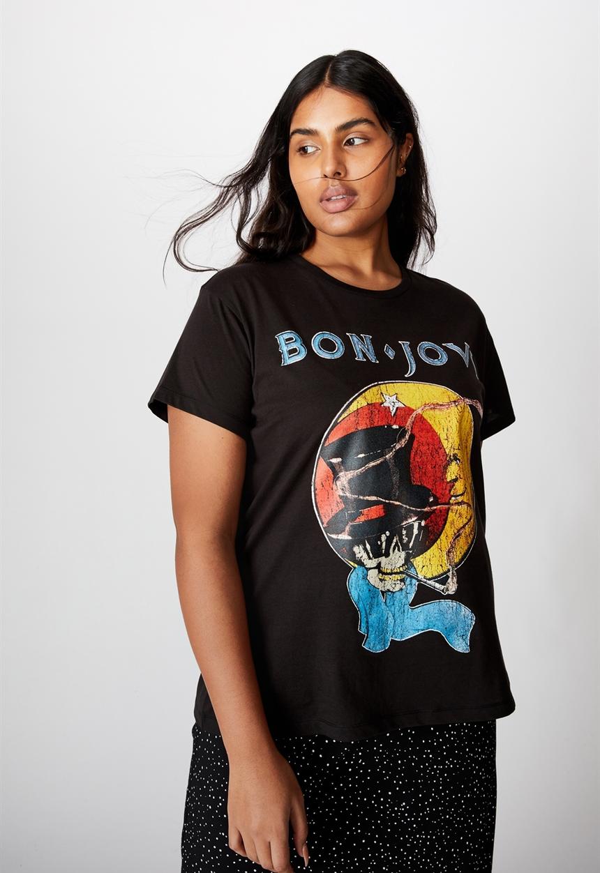 Cotton On - Curve graphic license tee - black