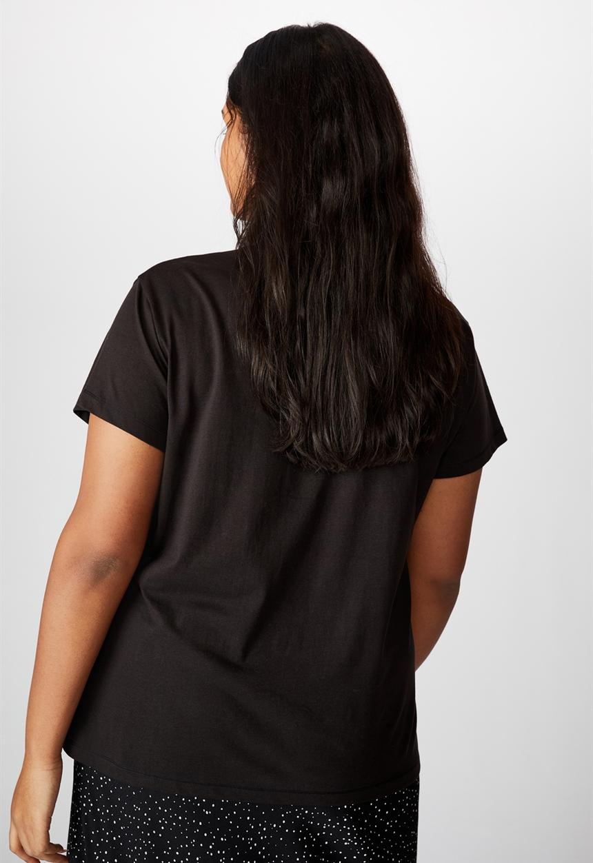 Cotton On - Curve graphic license tee - black