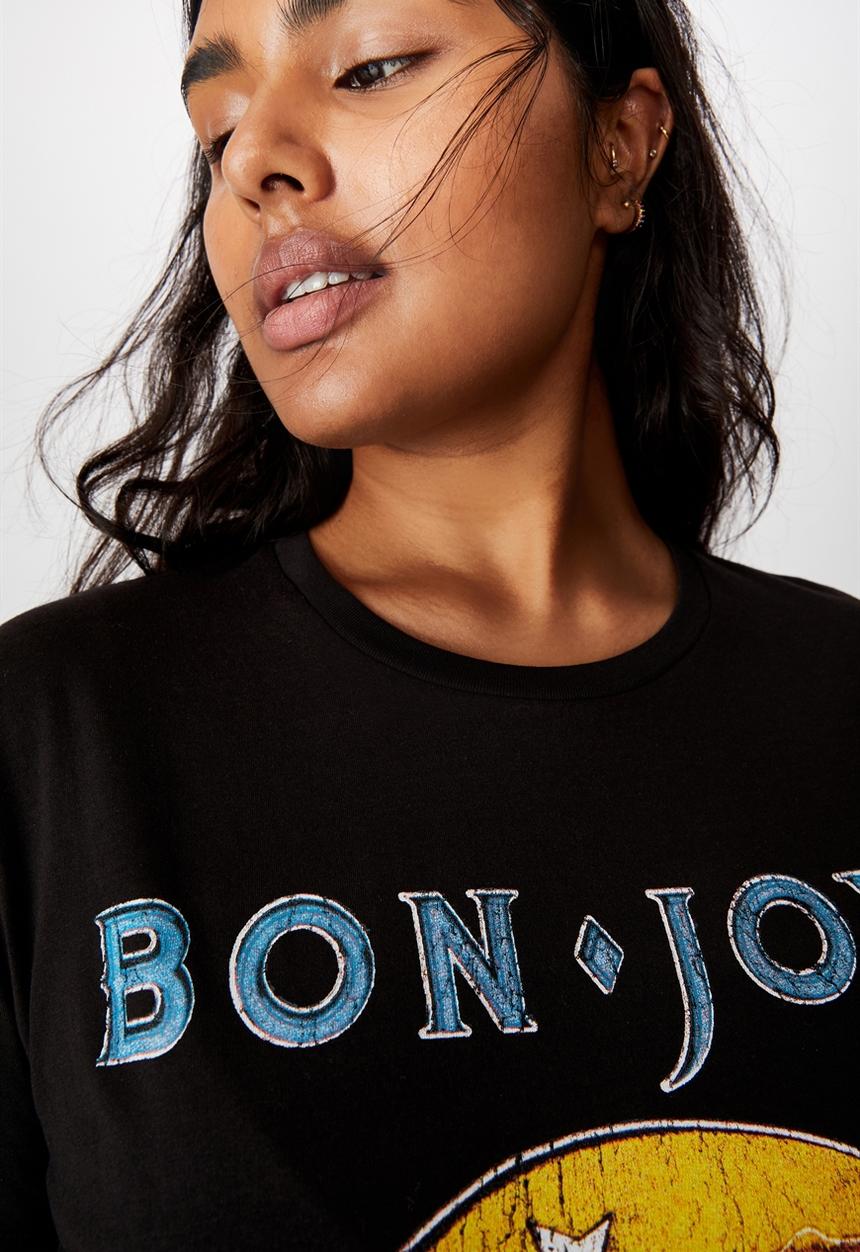 Cotton On - Curve graphic license tee - black