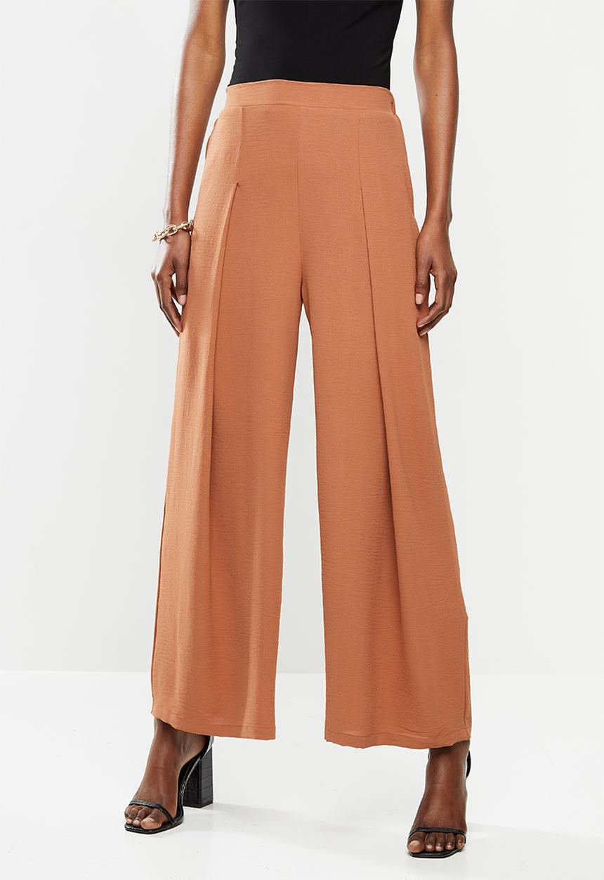 VELVET - Pleat front palazzo pant - hazel brown