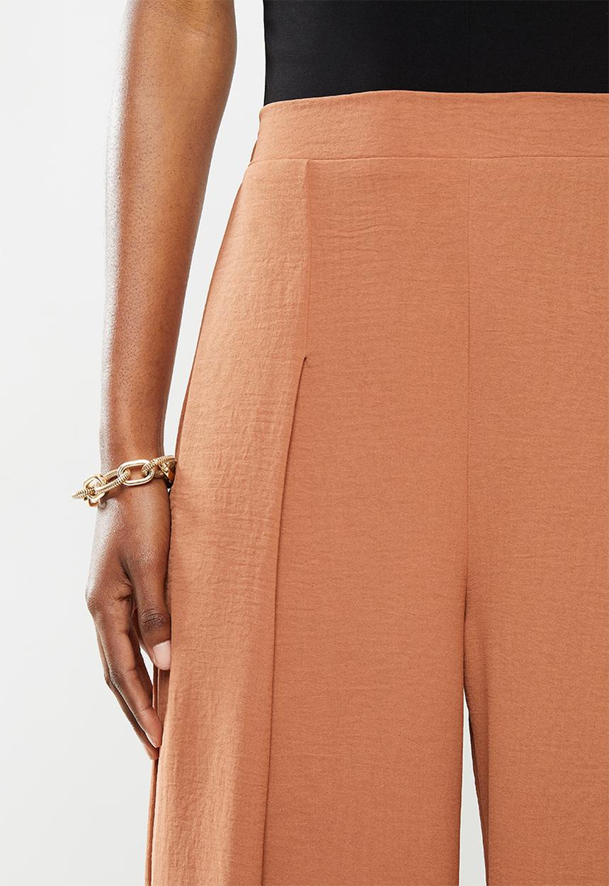VELVET - Pleat front palazzo pant - hazel brown