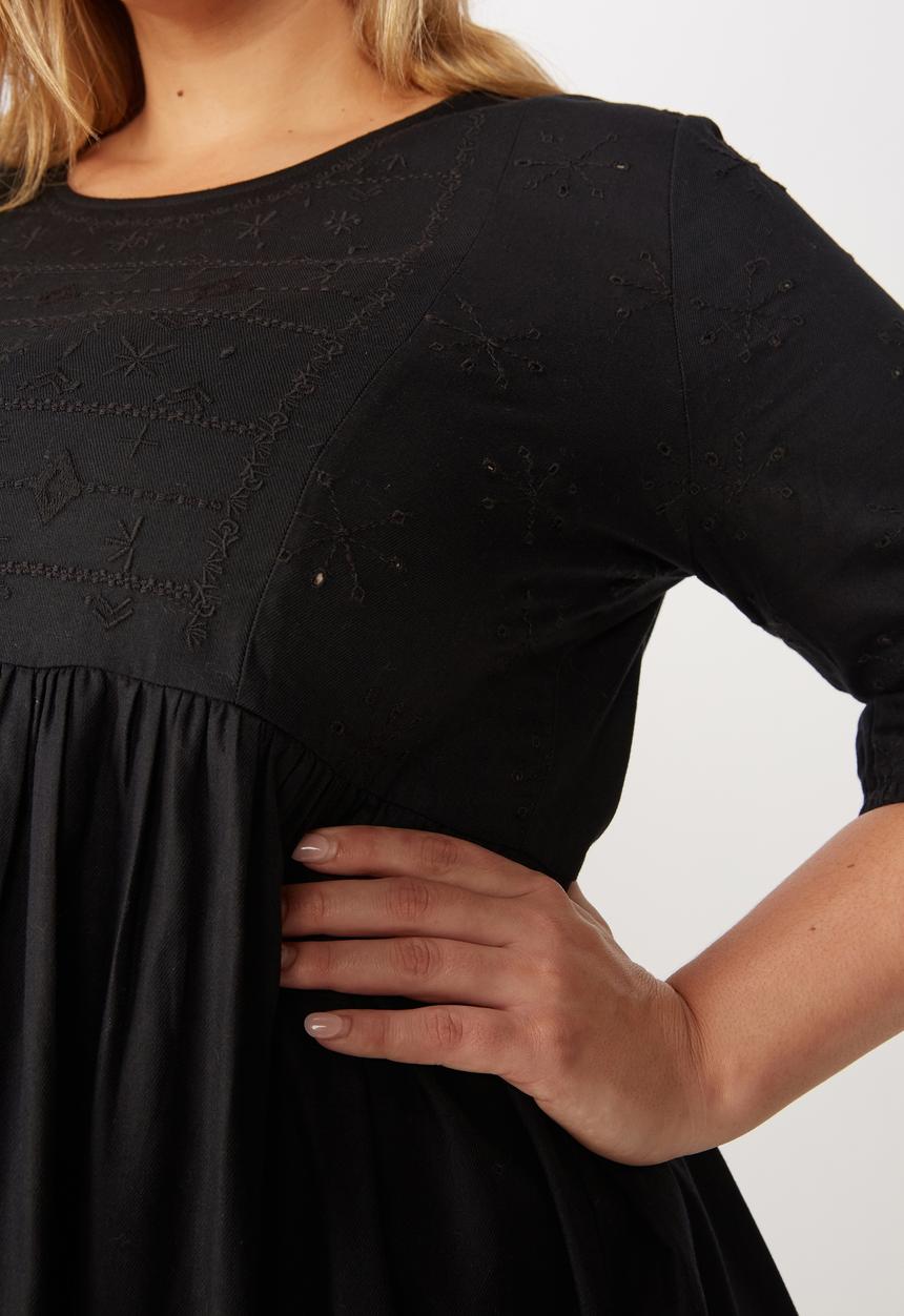 Cotton On - Curve woven bethany babydoll dress - black