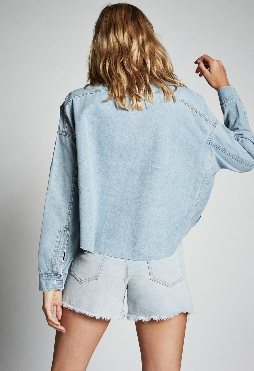 Cotton On - Drop shoulder batwing shacket - light rinse