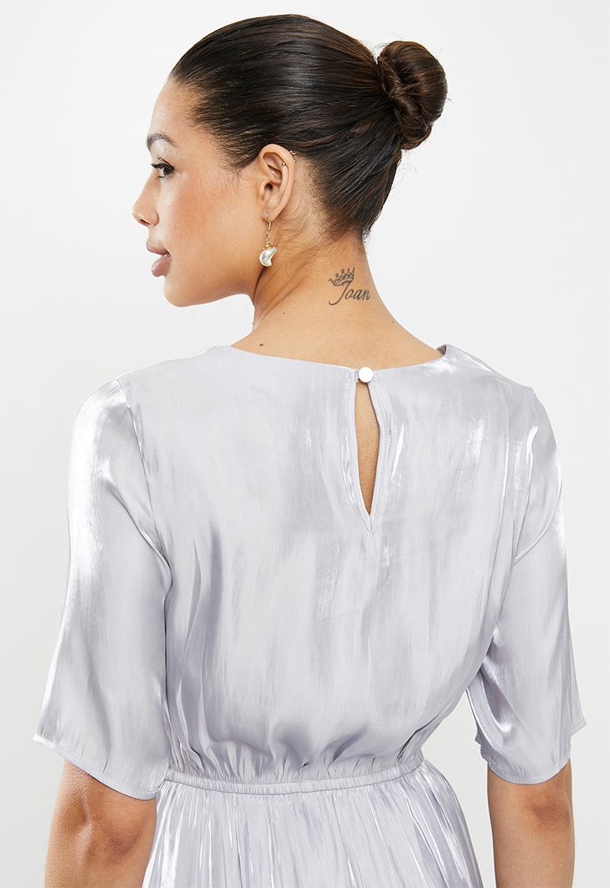 edit - Satin tiered midi dress - silver