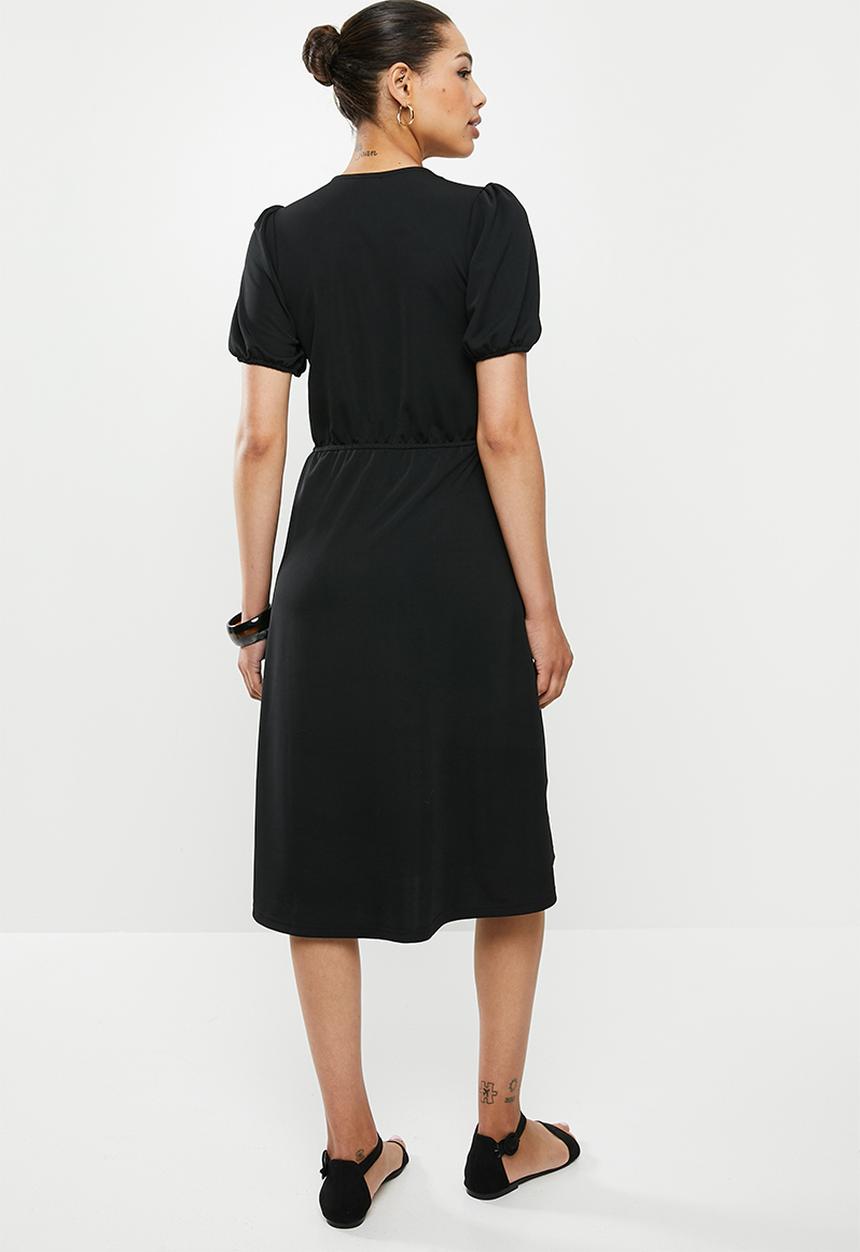 edit - Button down knit dress - black