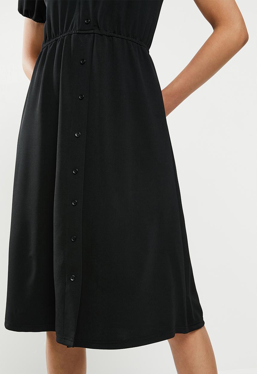 edit - Button down knit dress - black