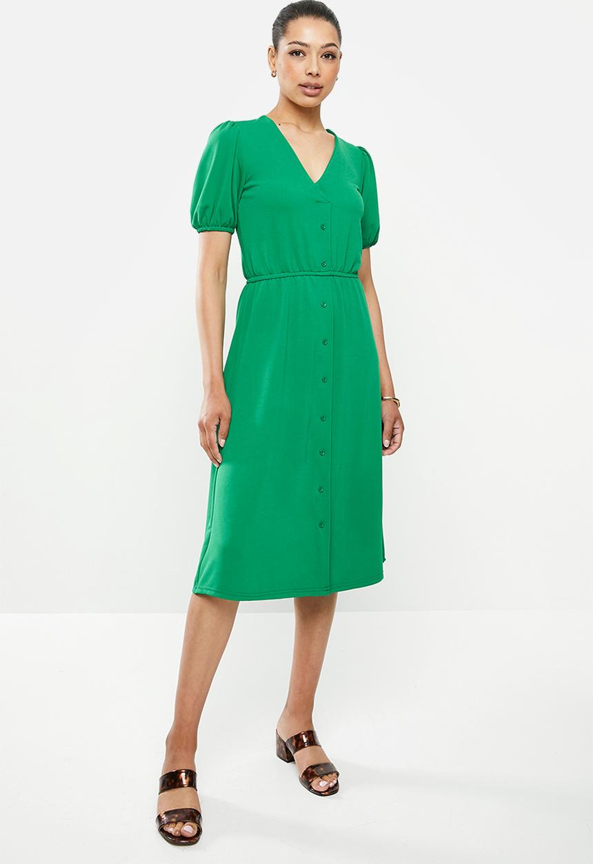 edit - Button down knit dress - green
