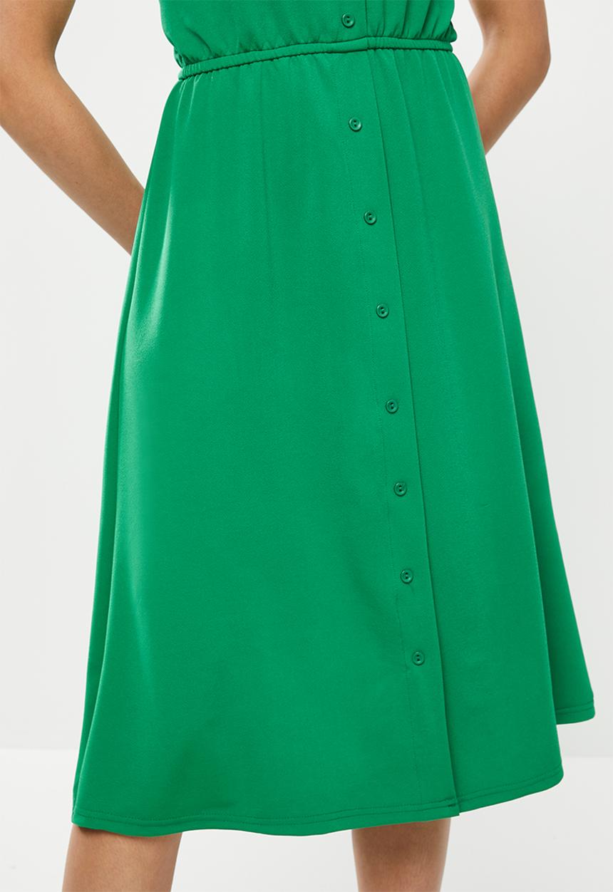 edit - Button down knit dress - green