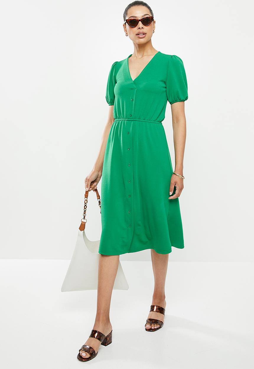 edit - Button down knit dress - green