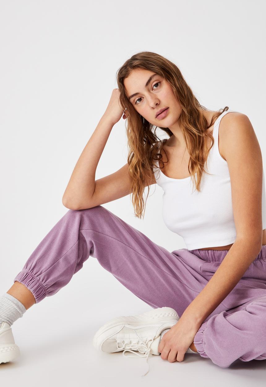 Cotton On - High waist track pant - celestial blue garment pigment dye