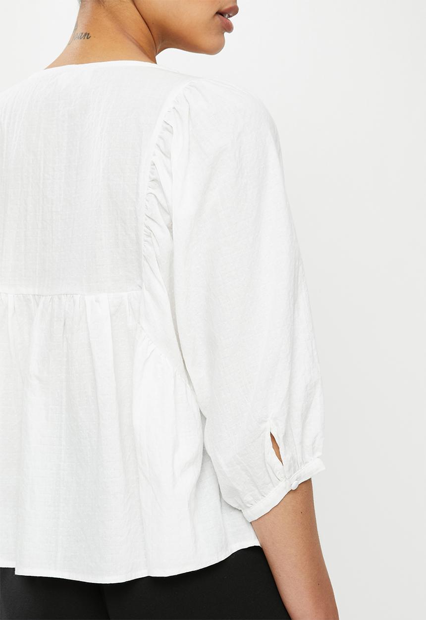 edit - Embroidered cotton blouse - milk white
