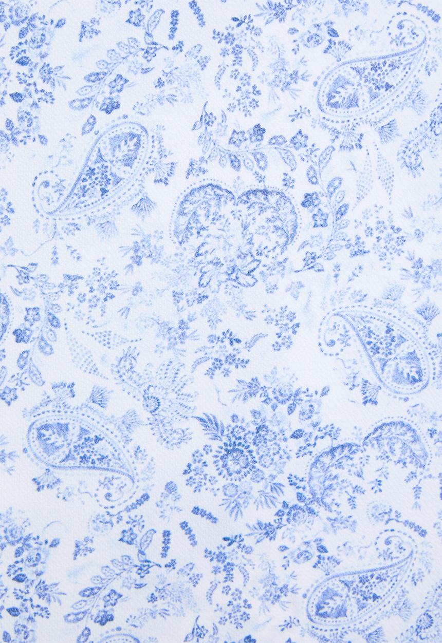 edit - Mandarin tie blouse - blue paisley