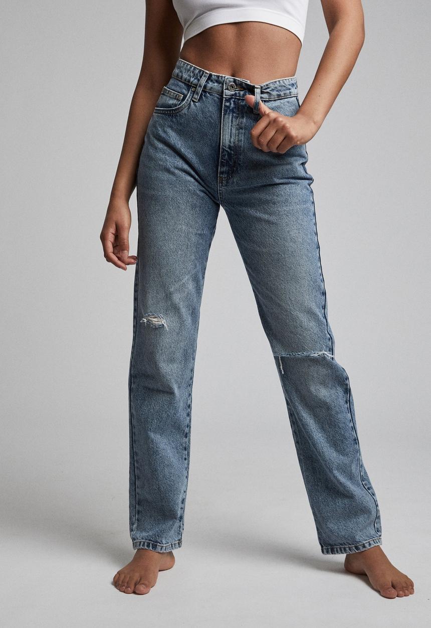 Cotton On - Long straight jean - brunswick blue rip