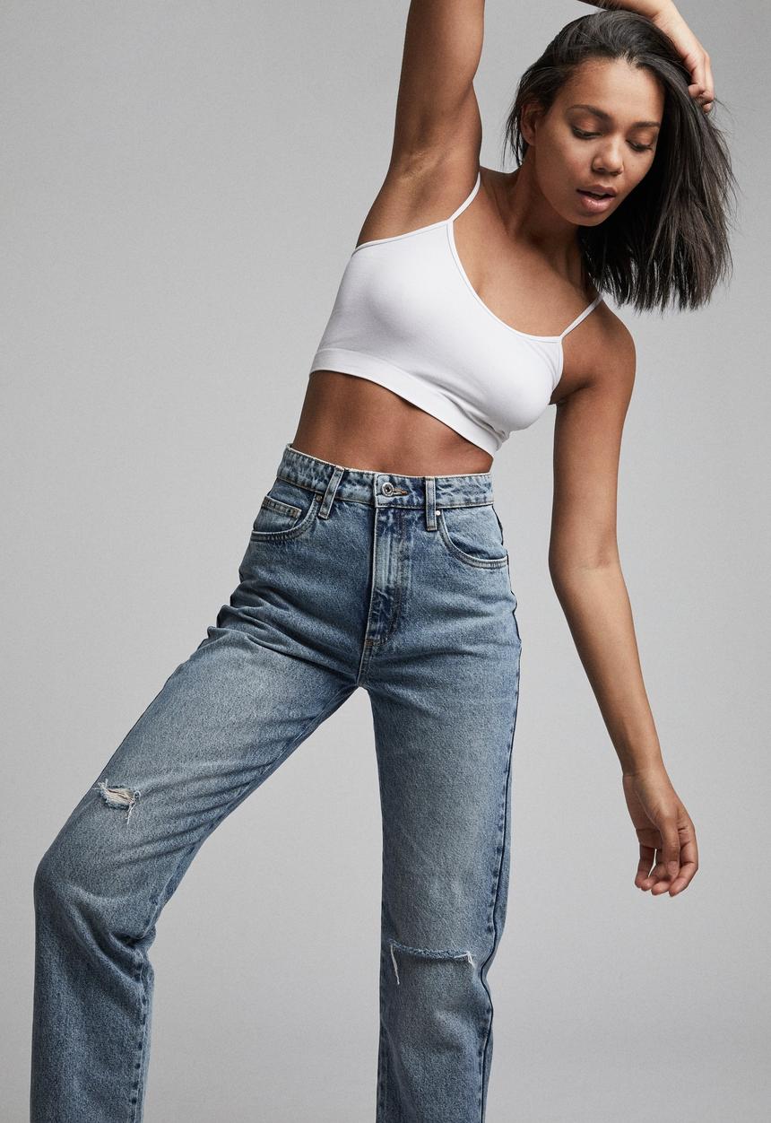 Cotton On - Long straight jean - brunswick blue rip
