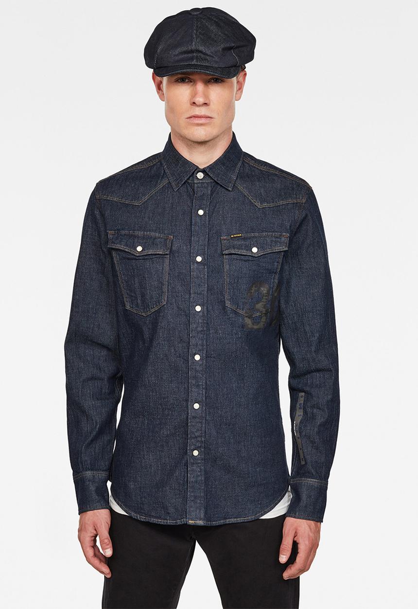 G-STAR - 3301 Slim long sleeve shirt - blue