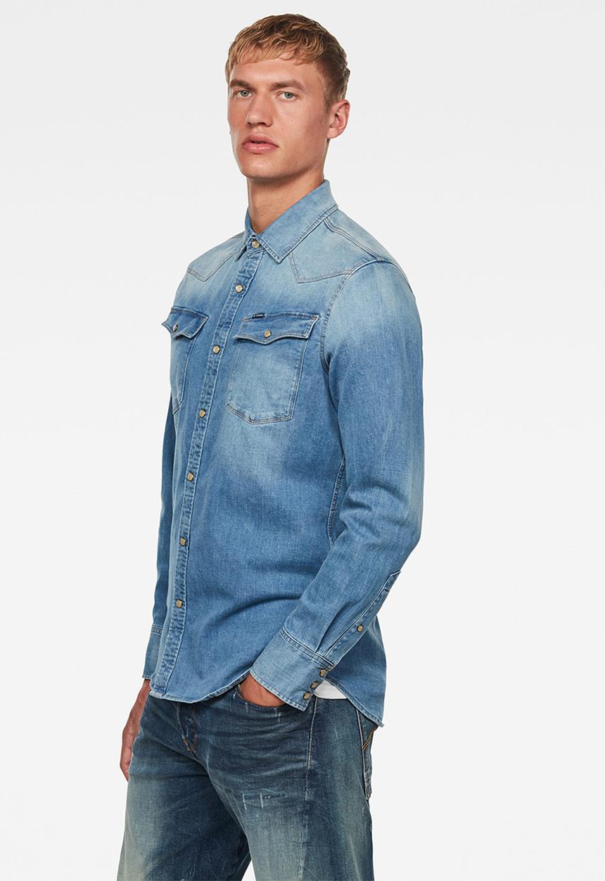 G-STAR - Slim denim long sleeve shirt - blue
