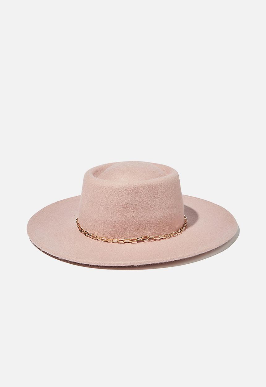 Rubi - Felicity felt boater hat - pink