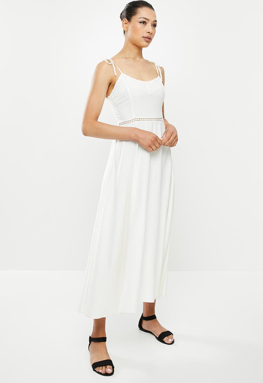 MILLA - Linen cami midi dress - white