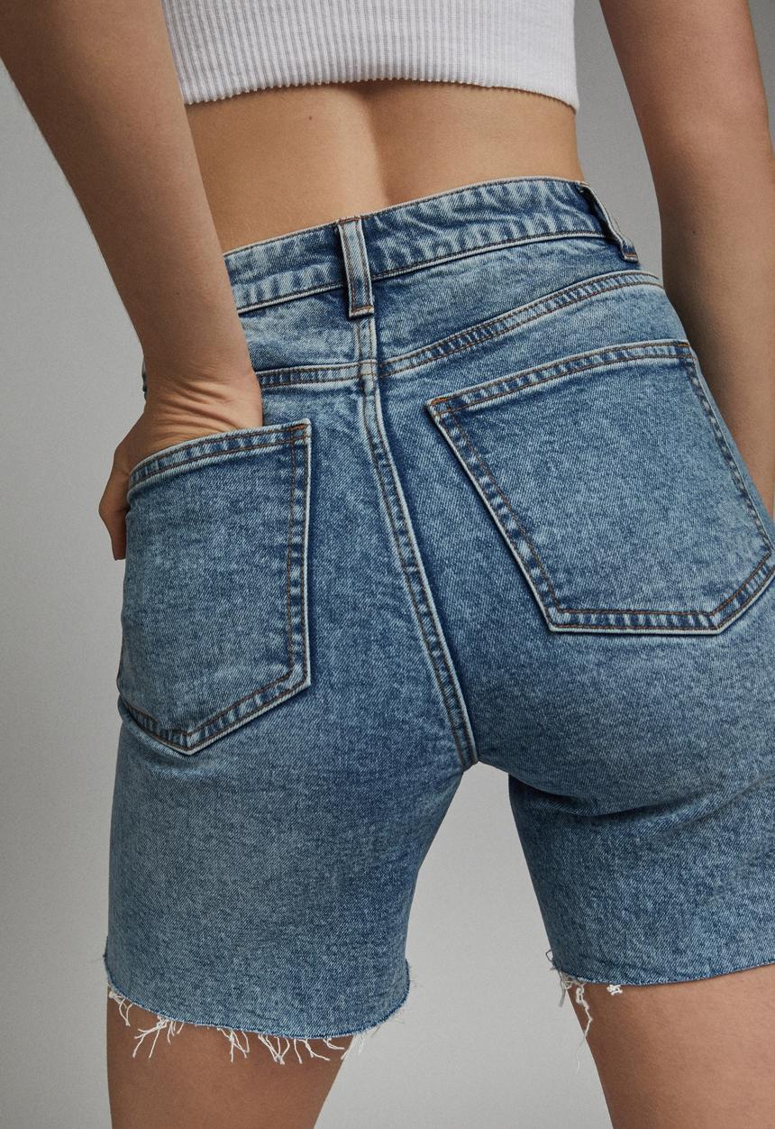 Cotton On - Stretch slim denim bermuda short - jetty blue