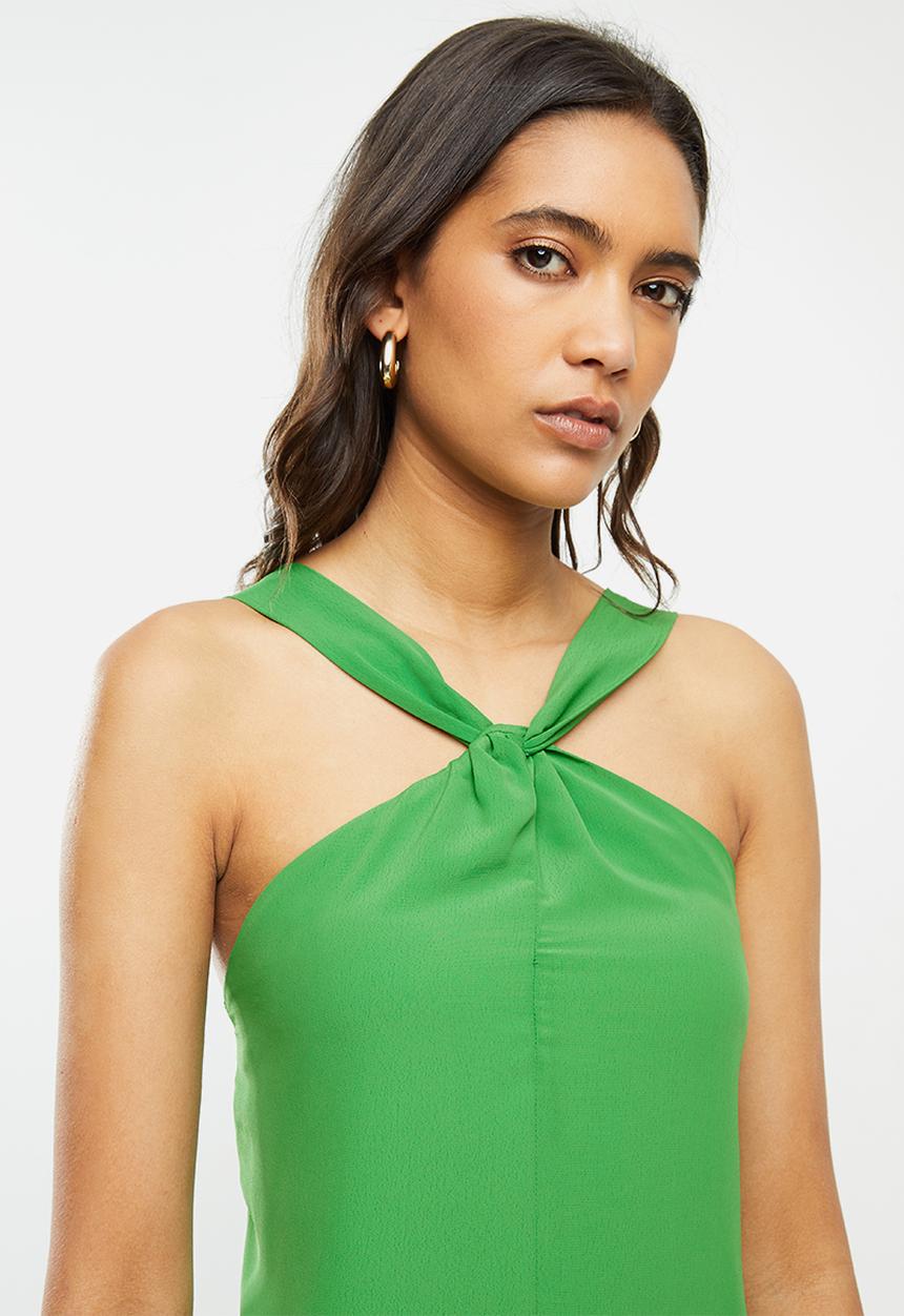 VELVET - Tie neck halter blouse - green